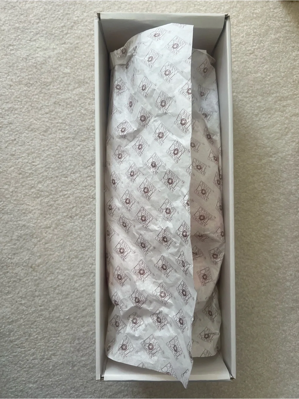Vintage Dynasty Doll Collection Porcelain Doll Pink Lace Dress & Bonnet with Box